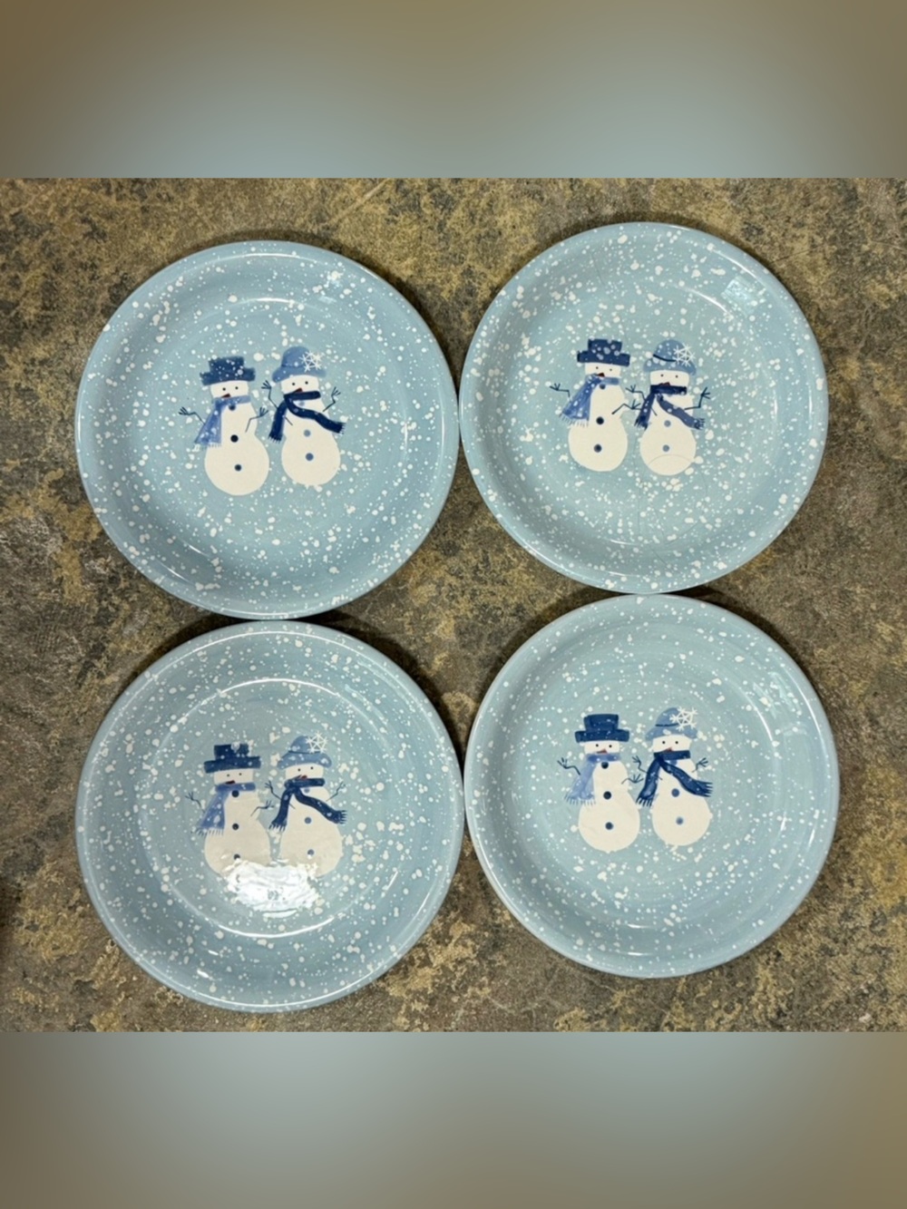 Target HOME Winter Frost Snowman Couple Salad Plates 8" Set Of 4 - EUC
